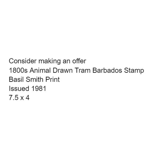 1800s Animal Drawn Tram Barbados Stamp Basil Smith Print Issued 1981 Rail - Picture 2 of 4